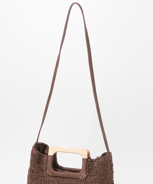 Elura(エルーラ)の「ウッドハンドルペーパートート/646461(ハンドバッグ・レディース・ベージュ/ブラウン・FREE)」の16枚目の写真
