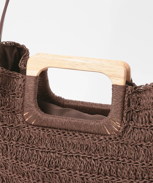 Elura(エルーラ)の「ウッドハンドルペーパートート/646461(ハンドバッグ・レディース・ベージュ/ブラウン・FREE)」の17枚目の写真