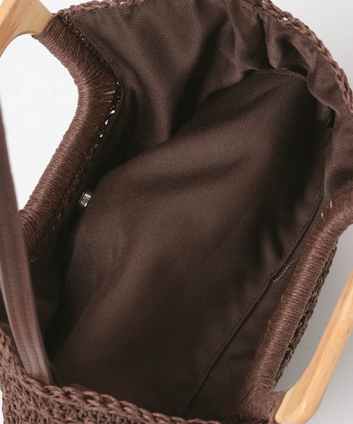 Elura(エルーラ)の「ウッドハンドルペーパートート/646461(ハンドバッグ・レディース・ベージュ/ブラウン・FREE)」の19枚目の写真