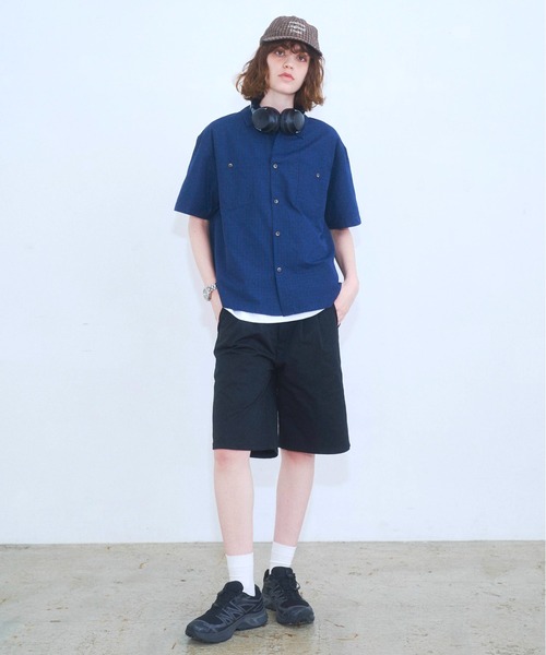 Zooodle（ズードル）の「Micro Check Short Sleeve Shirt - マイクロチェック半袖シャツ -（シャツ/ブラウス・メンズ・ネイビー/ブラウン・MEDIUM/LARGE）」の9枚目の写真