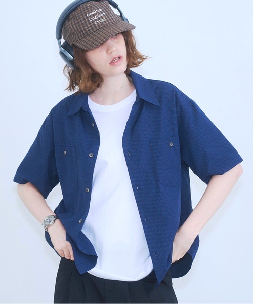 Zooodle（ズードル）の「Micro Check Short Sleeve Shirt - マイクロチェック半袖シャツ -（シャツ/ブラウス・メンズ・ネイビー/ブラウン・MEDIUM/LARGE）」の7枚目の写真