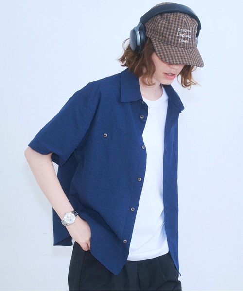 Zooodle（ズードル）の「Micro Check Short Sleeve Shirt - マイクロチェック半袖シャツ -（シャツ/ブラウス・メンズ・ネイビー/ブラウン・MEDIUM/LARGE）」の8枚目の写真