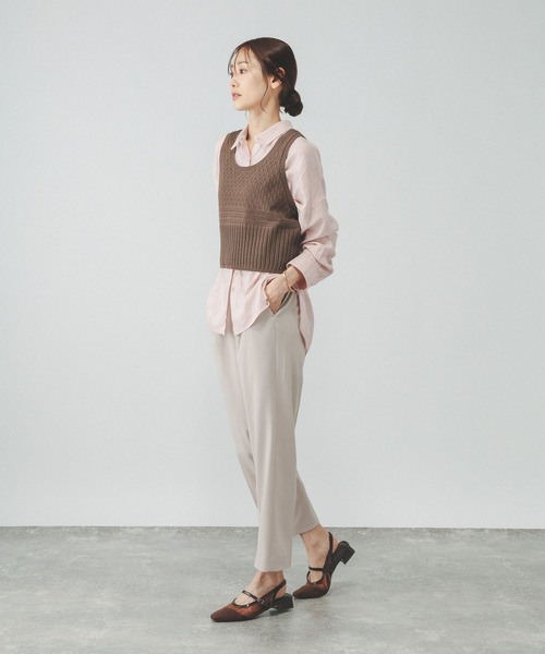 GLOBAL WORK（グローバルワーク）の「ウツクシルエットDRYテーパードパンツ/636544（その他パンツ・レディース・ネイビー/ブラウン系その他3/チャコールグレー/ブラック/グレイッシュベージュ・XX-LARGE/L-Long/XL-Long/M-Long/LARGE/MEDIUM/X-LARGE/SMALL/S-Long/X-SMALL）」の7枚目の写真