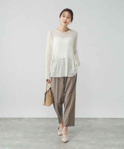 GLOBAL WORK（グローバルワーク）の「ウツクシルエットDRYテーパードパンツ/636544（その他パンツ・レディース・ネイビー/ブラウン系その他3/チャコールグレー/ブラック/グレイッシュベージュ・XX-LARGE/L-Long/XL-Long/M-Long/LARGE/MEDIUM/X-LARGE/SMALL/S-Long/X-SMALL）」の10枚目の写真