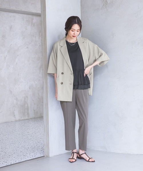 GLOBAL WORK（グローバルワーク）の「ウツクシルエットDRYテーパードパンツ/636544（その他パンツ・レディース・ネイビー/ブラウン系その他3/チャコールグレー/ブラック/グレイッシュベージュ・XX-LARGE/L-Long/XL-Long/M-Long/LARGE/MEDIUM/X-LARGE/SMALL/S-Long/X-SMALL）」の6枚目の写真