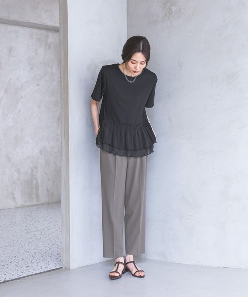 GLOBAL WORK（グローバルワーク）の「ウツクシルエットDRYテーパードパンツ/636544（その他パンツ・レディース・ネイビー/ブラウン系その他3/チャコールグレー/ブラック/グレイッシュベージュ・XX-LARGE/L-Long/XL-Long/M-Long/LARGE/MEDIUM/X-LARGE/SMALL/S-Long/X-SMALL）」の8枚目の写真