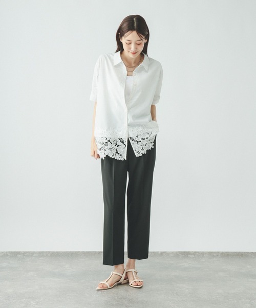 GLOBAL WORK（グローバルワーク）の「ウツクシルエットDRYテーパードパンツ/636544（その他パンツ・レディース・ネイビー/ブラウン系その他3/チャコールグレー/ブラック/グレイッシュベージュ・XX-LARGE/L-Long/XL-Long/M-Long/LARGE/MEDIUM/X-LARGE/SMALL/S-Long/X-SMALL）」の13枚目の写真