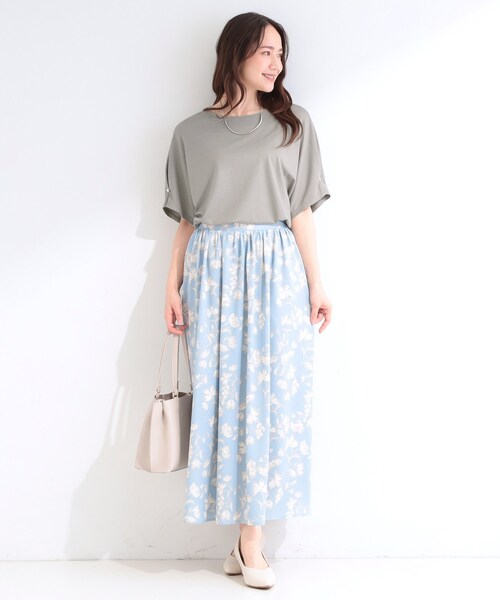 SHOO・LA・RUE(シューラルー)の「【洗濯機可/S-LL】フェイクパールがアクセント お袖タックドルマンブラウス(Tシャツ/カットソー・レディース・ブラック/グレー/オフホワイト・01/02/04/03)」の10枚目の写真
