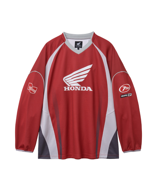 PHYPS MOTORCYCLE(フィップスモーターサイクル)の「Motorcycle Jersey Long Sleeve Red(Tシャツ/カットソー・レディース・その他・SMALL/MEDIUM/LARGE/X-LARGE)」の1枚目の写真