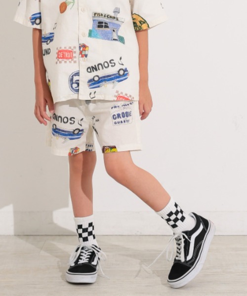 Ocean&Ground(オーシャン&グラウンド)の「ペイントアートショーツ(その他パンツ・キッズ・チャコール/アイボリー・120/110/100/90/140/130)」の1枚目の写真