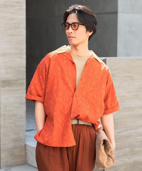 BAYFLOW(ベイフロー)の「インドジャガードシャツ(シャツ/ブラウス・メンズ・オレンジ/ブラック・LARGE/MEDIUM)」の2枚目の写真