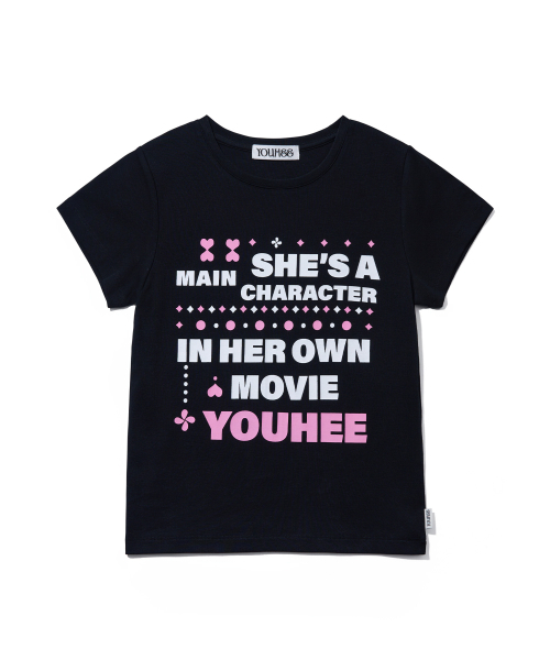 YOUHEE（ユヒ）の「MOVIE YOUHEE LETTERING T-SHIRTS_BLACK（Tシャツ/カットソー・レディース・その他・FREE）」の2枚目の写真