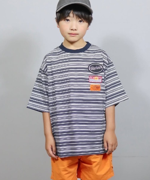 ikka(イッカ)の「【親子コーデ】【冷感/遮熱】 3ワッペンボーダーTシャツ (120cm~160cm)(Tシャツ/カットソー・キッズ・ネイビー/ブラック・160/150/140/130/120)」の15枚目の写真