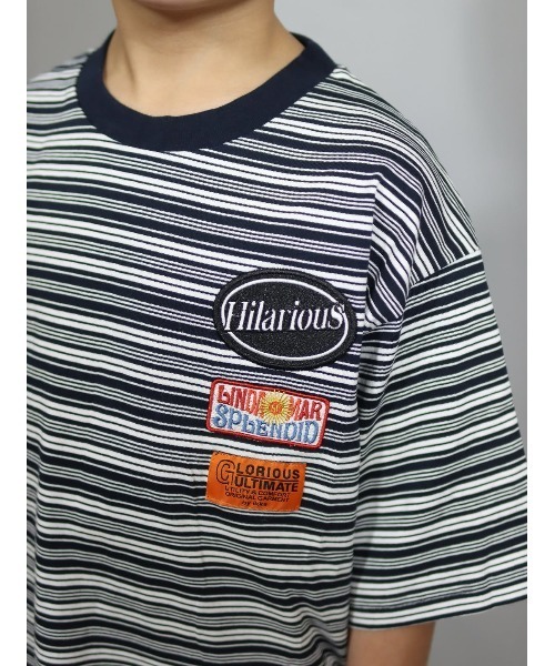 ikka(イッカ)の「【親子コーデ】【冷感/遮熱】 3ワッペンボーダーTシャツ (120cm~160cm)(Tシャツ/カットソー・キッズ・ネイビー/ブラック・160/150/140/130/120)」の14枚目の写真