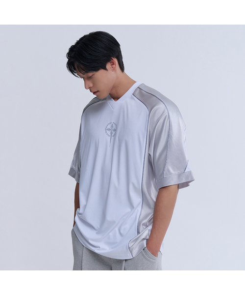NINEZ(ナインゼット)の「99アプリケラグビーオーバーサイズTシャツ (2色)(Tシャツ/カットソー・メンズ・ホワイト/ブラック・2XL/LARGE/X-LARGE)」の2枚目の写真