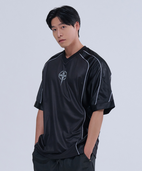 NINEZ(ナインゼット)の「99アプリケラグビーオーバーサイズTシャツ (2色)(Tシャツ/カットソー・メンズ・ホワイト/ブラック・2XL/LARGE/X-LARGE)」の3枚目の写真