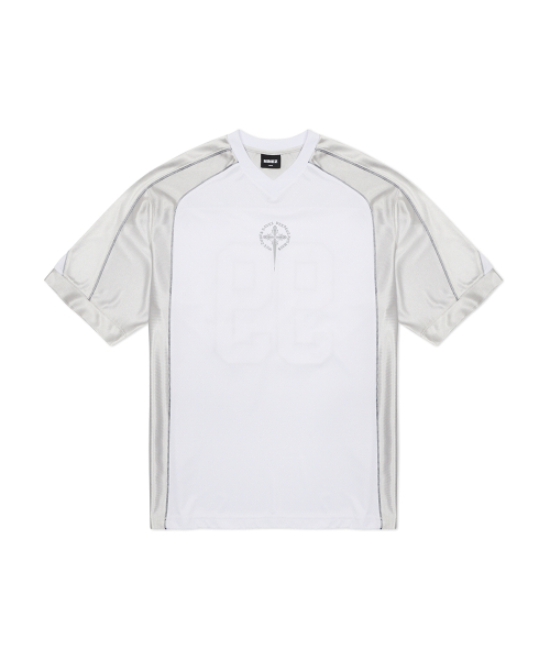 NINEZ(ナインゼット)の「99アプリケラグビーオーバーサイズTシャツ (2色)(Tシャツ/カットソー・メンズ・ホワイト/ブラック・2XL/LARGE/X-LARGE)」の6枚目の写真