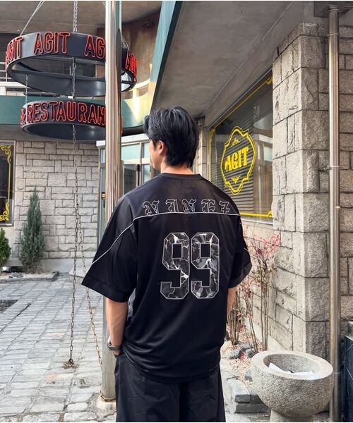 NINEZ(ナインゼット)の「99アプリケラグビーオーバーサイズTシャツ (2色)(Tシャツ/カットソー・メンズ・ホワイト/ブラック・2XL/LARGE/X-LARGE)」の16枚目の写真