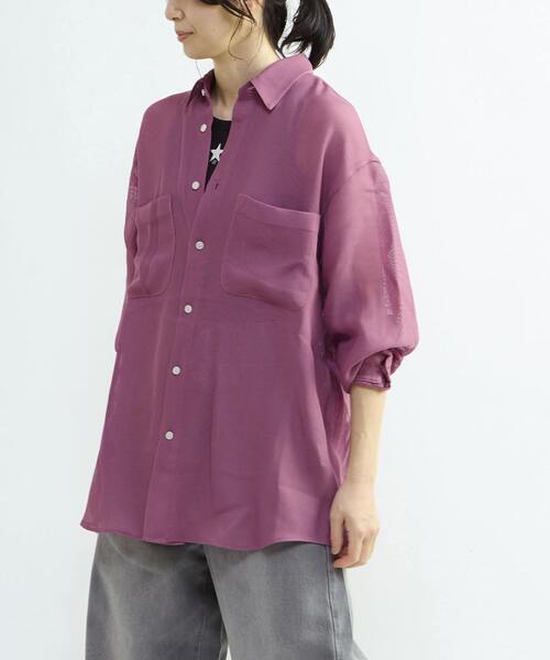CONVERSE TOKYO(コンバーストウキョウ)の「BACK STAR★ MESH SHIRT(シャツ/ブラウス・レディース・ネイビー/ブラック/ライラック・MEDIUM/SMALL)」の5枚目の写真
