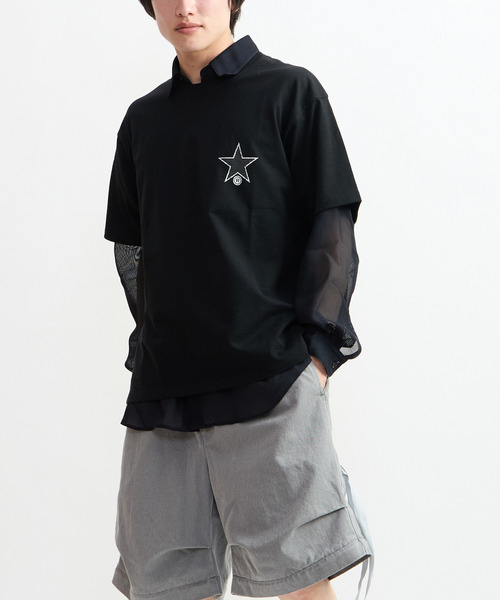 CONVERSE TOKYO(コンバーストウキョウ)の「BACK STAR★ MESH SHIRT(シャツ/ブラウス・レディース・ネイビー/ブラック/ライラック・MEDIUM/SMALL)」の13枚目の写真