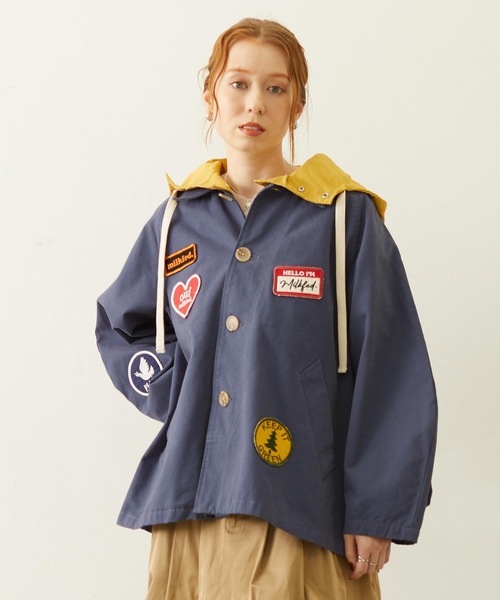 MILKFED.(ミルクフェド)の「PATCH HOODED JACKET(ブルゾン・レディース・ブラック/オフホワイト/ネイビー・S/M)」の3枚目の写真