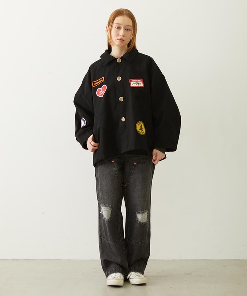 MILKFED.(ミルクフェド)の「PATCH HOODED JACKET(ブルゾン・レディース・ブラック/オフホワイト/ネイビー・S/M)」の5枚目の写真