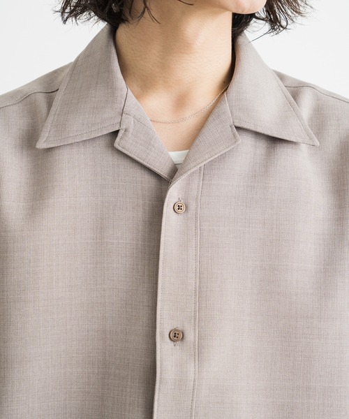 SINSS(シンス)の「Loose fit linen touch HS shirt / ルーズフィットリネンタッチハーフスリーブシャツ【接触冷感・防シワ・洗濯可能(セットアップ着用可能)】(シャツ/ブラウス・メンズ・チャコール/ベージュ・LARGE/MEDIUM/SMALL/X-SMALL)」の13枚目の写真