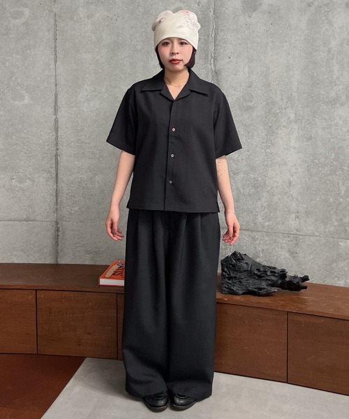 Loose fit linen touch HS shirt / ルーズフィットリネンタッチハーフ