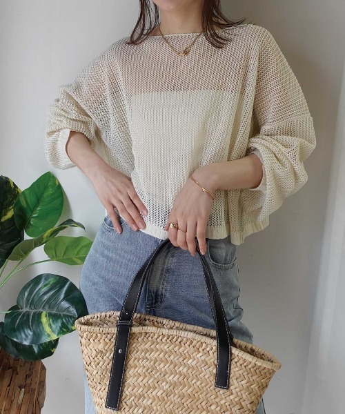 CORNERS(コーナーズ)の「メッシュニットショートトップス(ニット/セーター・レディース・ブラック/ベージュ系その他/ベージュ・M)」の18枚目の写真