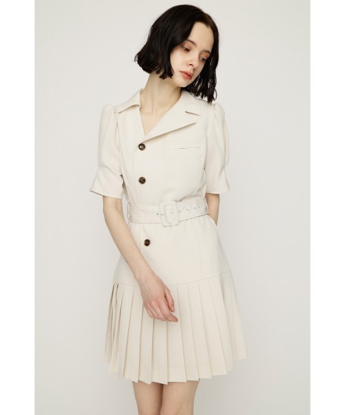 SLY(スライ)の「ASYMMETRY PLEATS S/OP アシンメトリープリーツショートワンピース 春服 夏服(ワンピース・レディース・アイボリー/ブラック/グレー・1/2)」の5枚目の写真