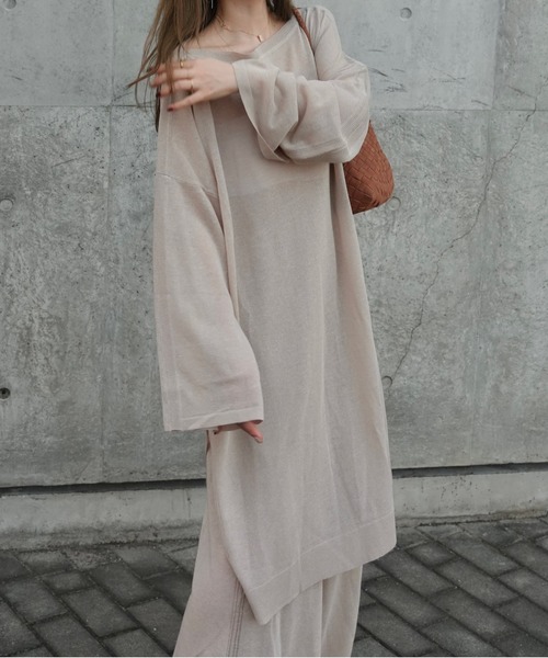 LAULEN(ローレン)の「sheer knit tunic /シアーニットチュニック(ニット/セーター・レディース・チャコールグレー/ベージュ/アイボリー・FREE)」の3枚目の写真