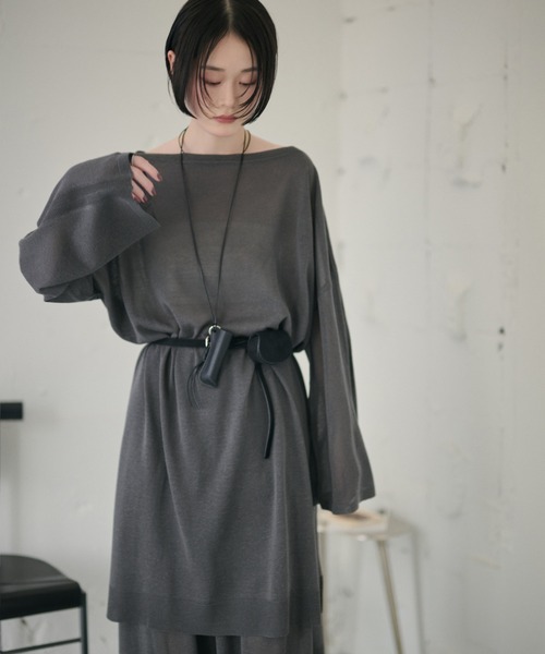 LAULEN(ローレン)の「sheer knit tunic /シアーニットチュニック(ニット/セーター・レディース・チャコールグレー/ベージュ/アイボリー・FREE)」の4枚目の写真
