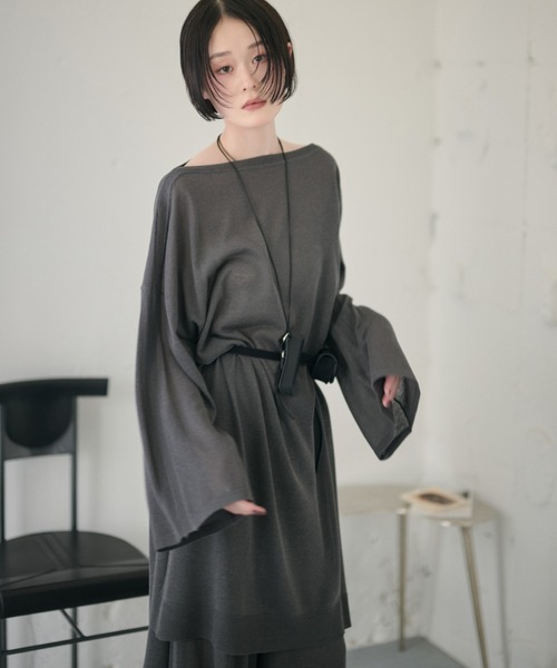 LAULEN(ローレン)の「sheer knit tunic /シアーニットチュニック(ニット/セーター・レディース・チャコールグレー/ベージュ/アイボリー・FREE)」の7枚目の写真