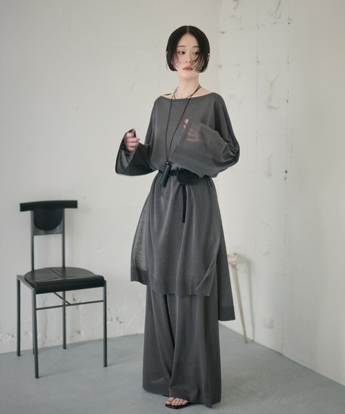 LAULEN(ローレン)の「sheer knit tunic /シアーニットチュニック(ニット/セーター・レディース・チャコールグレー/ベージュ/アイボリー・FREE)」の10枚目の写真