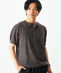 透かしジャガードニットヘンリーN TEE