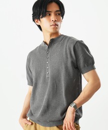 透かしジャガードニットヘンリーN TEE