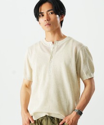 透かしジャガードニットヘンリーN TEE
