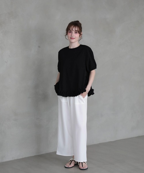 M y u(ミュー)の「裾フリルブラウス(シャツ/ブラウス・レディース・BLACK/PINK/WHITE・ML)」の2枚目の写真