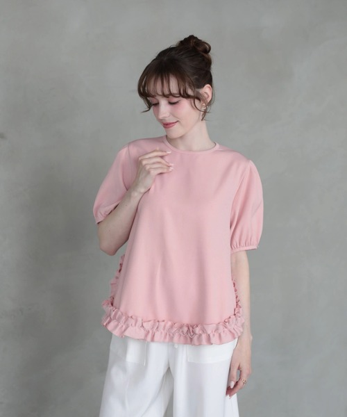 M y u(ミュー)の「裾フリルブラウス(シャツ/ブラウス・レディース・BLACK/PINK/WHITE・ML)」の3枚目の写真