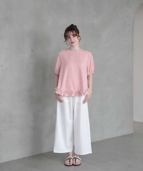 M y u(ミュー)の「裾フリルブラウス(シャツ/ブラウス・レディース・BLACK/PINK/WHITE・ML)」の7枚目の写真