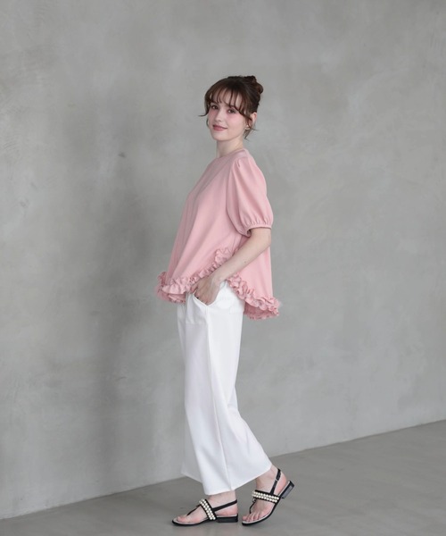 M y u(ミュー)の「裾フリルブラウス(シャツ/ブラウス・レディース・BLACK/PINK/WHITE・ML)」の11枚目の写真