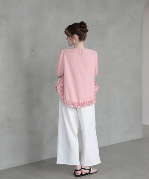 M y u(ミュー)の「裾フリルブラウス(シャツ/ブラウス・レディース・BLACK/PINK/WHITE・ML)」の13枚目の写真
