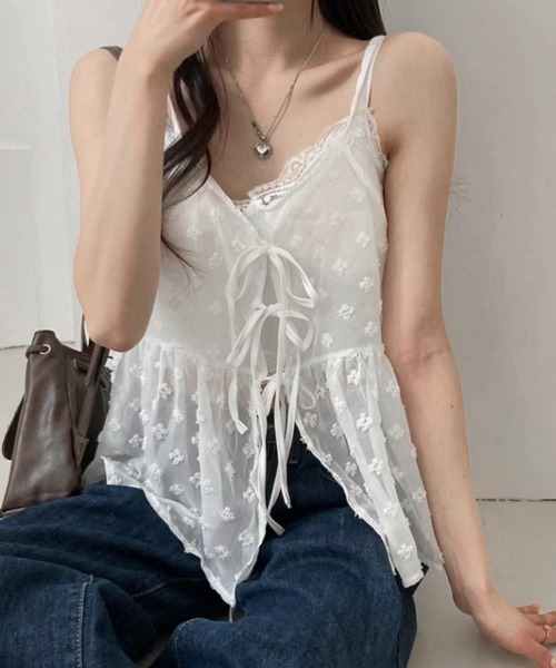 Miniministore（ミニミニストア）の「レースキャミビスチェペプラムトップス春夏（キャミソール・レディース・ブラック/ホワイト・FREE）」の15枚目の写真