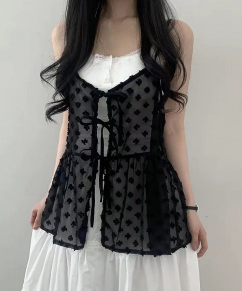 Miniministore（ミニミニストア）の「レースキャミビスチェペプラムトップス春夏（キャミソール・レディース・ブラック/ホワイト・FREE）」の20枚目の写真