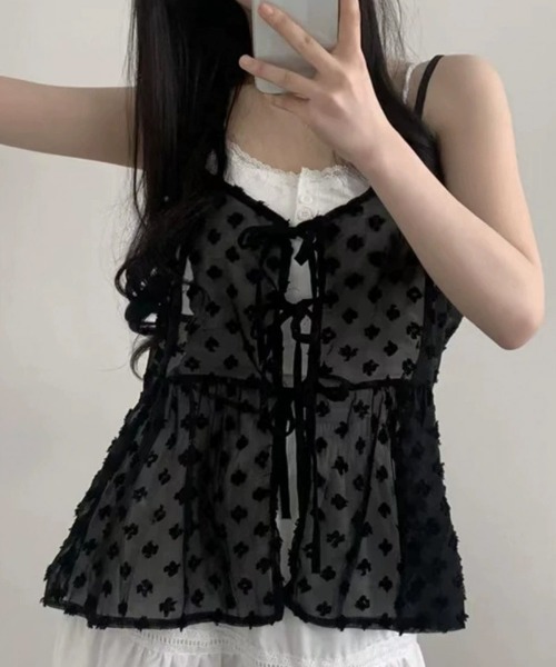 Miniministore（ミニミニストア）の「レースキャミビスチェペプラムトップス春夏（キャミソール・レディース・ブラック/ホワイト・FREE）」の22枚目の写真