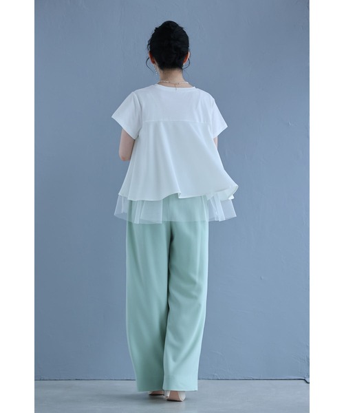 cawaii(カワイイ)の「裾チラチュールのAラインTシャツトップス(Tシャツ/カットソー・レディース・ホワイト/ブラック・FREE)」の4枚目の写真