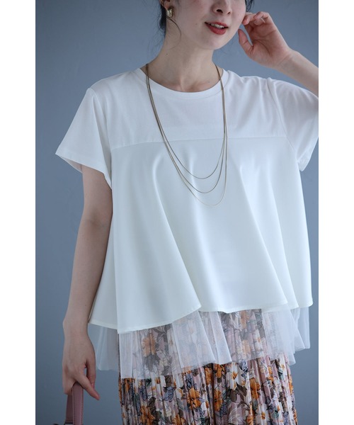 cawaii(カワイイ)の「裾チラチュールのAラインTシャツトップス(Tシャツ/カットソー・レディース・ホワイト/ブラック・FREE)」の15枚目の写真