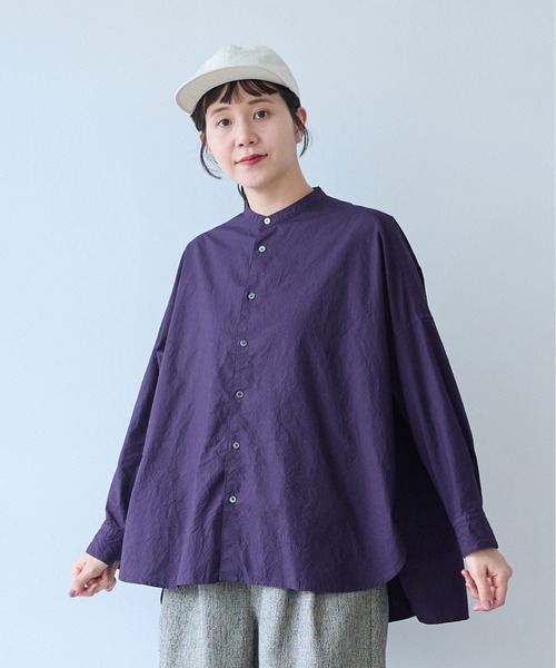 yuni(ユニ )の「コットンキャッチワッシャー ワイドブラウス(シャツ/ブラウス・レディース・グリーン/ホワイト/ブラック/ピンク/パープル・FREE)」の4枚目の写真