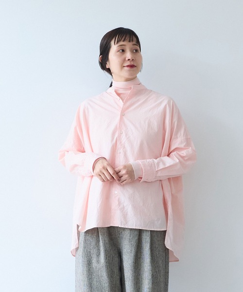 yuni(ユニ )の「コットンキャッチワッシャー ワイドブラウス(シャツ/ブラウス・レディース・グリーン/ホワイト/ブラック/ピンク/パープル・FREE)」の5枚目の写真
