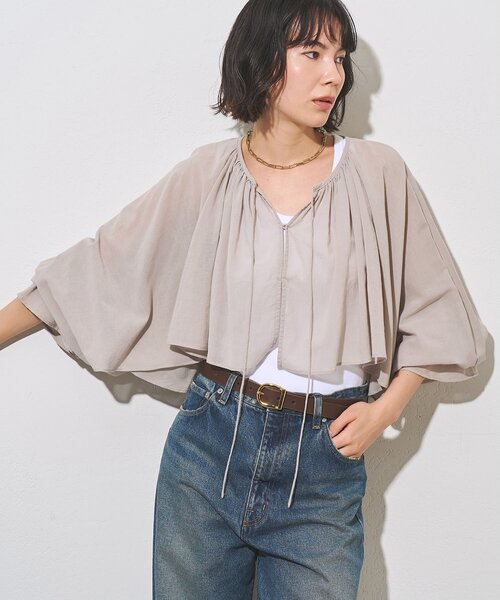 Whim Gazette(ウィムガゼット)の「コットンボレロブラウス(シャツ/ブラウス・レディース・グレイッシュベージュ/オフホワイト・FREE)」の19枚目の写真